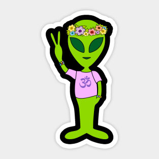 Peace Alien - Flower Power Hippie - OM T-Shirt Sticker